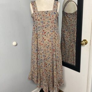 BY WALID FLOURSACK DRESS UPCYCLED ANTIQUE FABRIC COTTAGECORE GRANNY MUMU STYLE